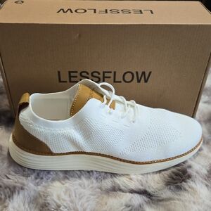 LESSFLOW White and Tan Men's Sneakers
